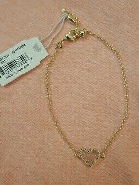 Kendra Scott Ari Heart Gold Chain Bracelet Rose Quartz